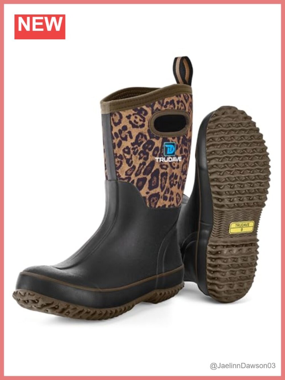 Women's Neoprene Insulated Rubber Rain Boots Waterproof Mid Calf Outdoor Work